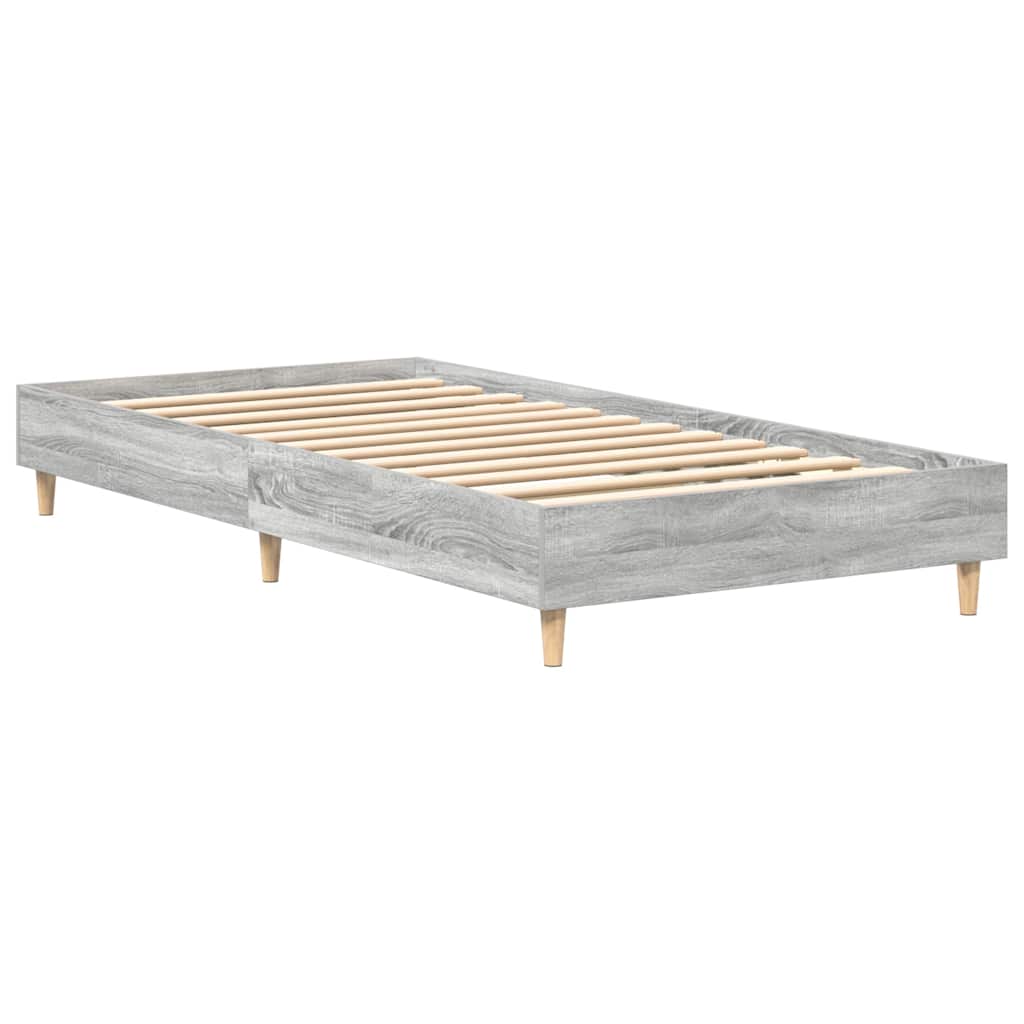 Bed Frame No Mattress Grey Sonoma 75x190 cm Small Single Engineered Wood